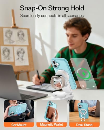 Image of UNBREAKcable Magnetic for iPhone 16 Case 6.1-Inch, Compatible with MagSafe, Full Camera Protection, Built-in Magnetic Ring, Drop Protection Shockproof Slim Phone Cover-Mint Green