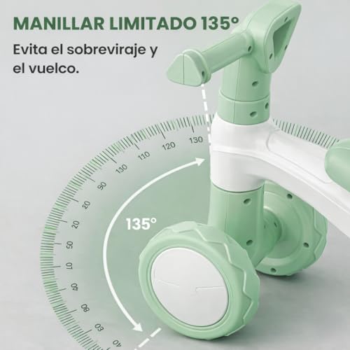 Miniatura 4 de Edibaby, Triciclo Bebé 1 Año Correpasillos Ligero Primera Bicicleta De Equilibrio Para Bebés Bici Sin Pedales Juguete Niño 1-2 Años Ideal Como Regalo Menta