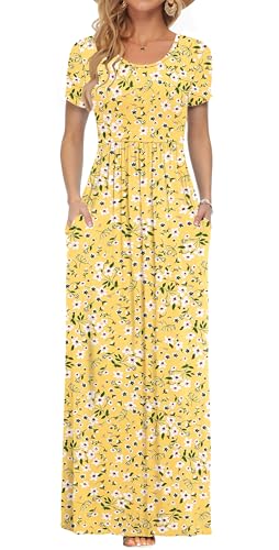 Image of AUSELILY Women's Classic Short Sleeve Loose Plain Casual Long Maxi Dresses for Women 2026