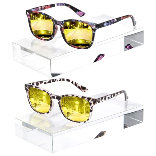 Musivon Night Vision Glasses for Women Anti Glare Driving Vision Glasses with Yellow Lens UV400 Protection(2 Pack)
