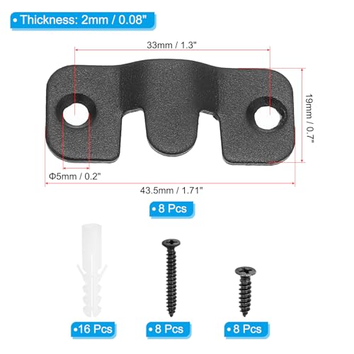 Image of PATIKIL 4 Pairs Flush Mount Bracket 43x19mm, Interlocking Hang Buckles, Black