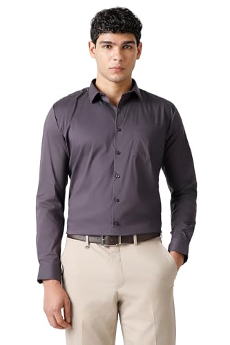Image of Van Heusen Formal Slim Fit Shirt for Men | Solid | High Stretch Cotton Lycra | Full Sleeves | Ease of Movement