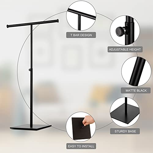 Bjewego Tabletop Purse Display Stand - Set Of Two Tabletop T Bar Handbag Display Stand - Adjustable Height Double Hook Hanging Jewelry Stands For Long Necklaces (Black) #TOP4