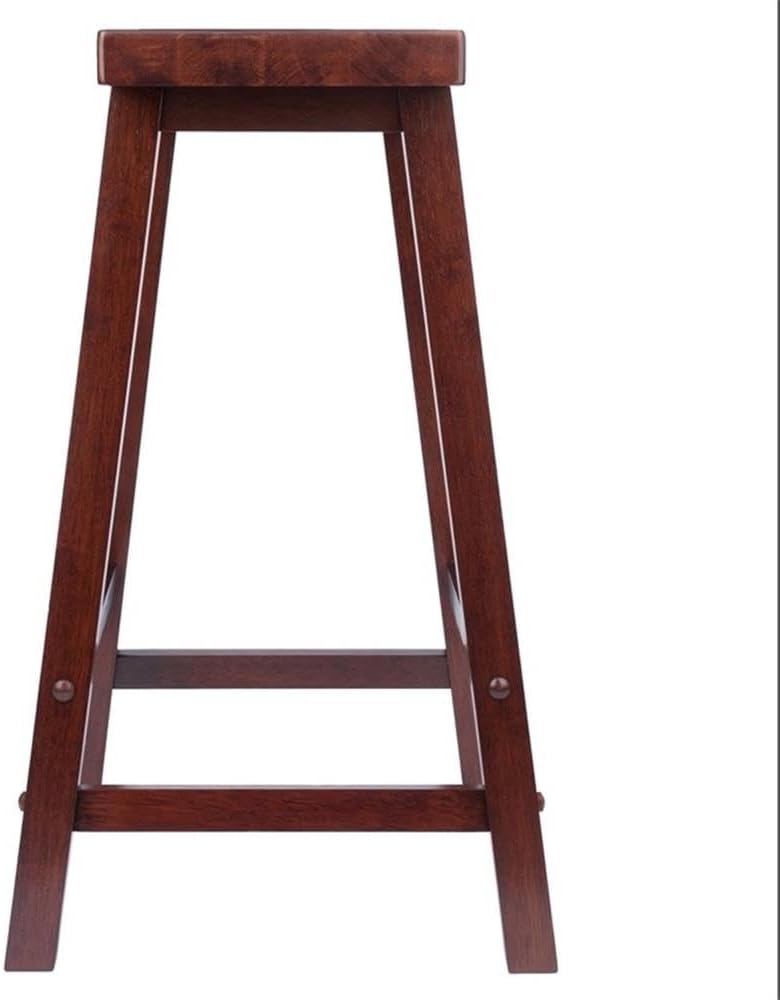 Pemberly Row 24" Saddle Seat Solid Wood Counter Stool, Antique Walnut Finish, Contemporary Design, Transitional Style, 220 lbs Capacity, Ideal for Kitchen or Home Bar Seating