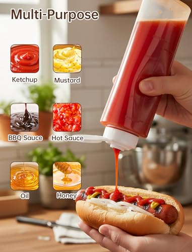 NiHome Honey Dispenser No Drip 10oz Squeeze Bottle for Syrup Sauce 2Pcs - image 7