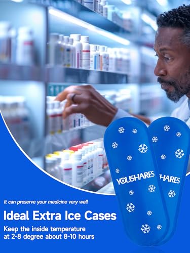 Image of YOUSHARES Mini Ice Packs - Reusable, Thickened & Leak-proof Ice Pack for Insulin & Peptide Cooler Travel Case, TSA Approved Ice Packs Suitable for Most Insulated Medication Travel Bag (4 Packs)