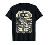 Ofishally Retired 2026 Fishing Retirement US Flag Camouflage T-Shirt