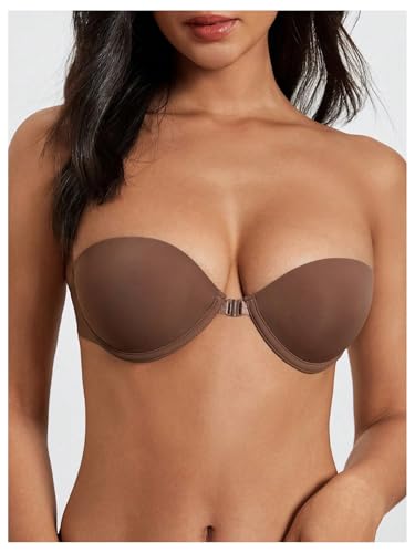 Image of RoseSeek Women's Strapless Underwire Push Up Front Closure Bra | Front Closure, Bandeau Bra, Tube Tops