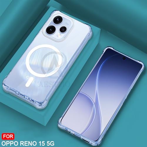Image of AESTMO Clear Back Cover for Oppo Reno 15 5G | 360 Protection | Transparent Back Cover for Oppo Reno 15 5G (PC + TPU, Compatible with MagSafe Accessories, Transparent Bumper)