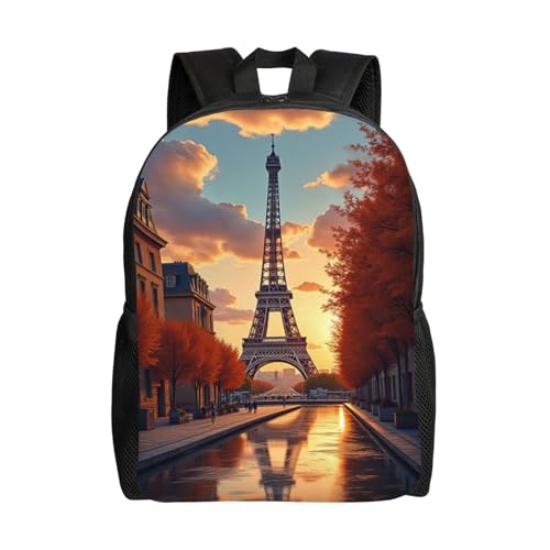 Comfort Fit Unisex Painting of The Eiffel Tower Paris During Autumn Backpack Durable Daily Commute Travel Adventures 16 in