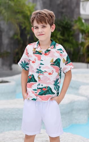 Image of Cromoncent Matching Hawaiian Outfits for Family, Dad and Son Matching Luau Beach Tropical Shirts Mommy Daughter Tropical Sets