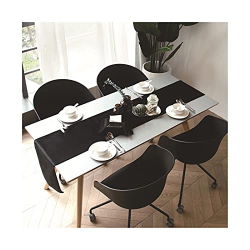 Beydodo Chemin de table noir 32 x 200 cm, chemin de table en velours lavable, décoration de table moderne Cover