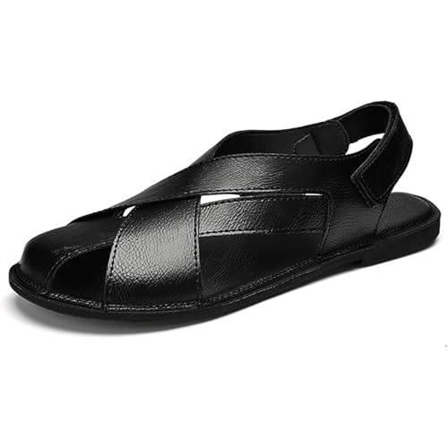 Men's Genuine Leather Sandals - Breathable Lightweight Design Summer Casual Flat Shoes for Driving Walking Beach4