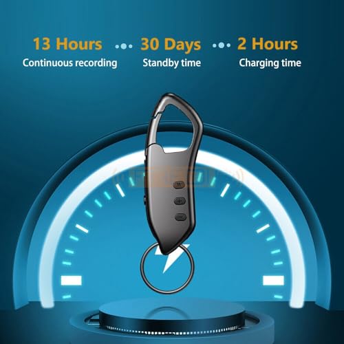 Image of FREDI HD PLUS 16GB Keychain Digital Voice Recorder | Portable Audio Recording Device with Built-in Microphone | Rechargeable Battery | USB Plug and Play File Transfer | Compact Keyring Audio Recorder