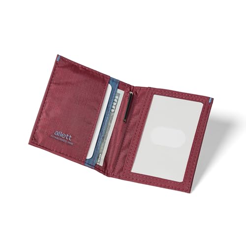Image of Allett Hybrid Card Wallet, Mulberry | Nylon, RFID Blocking, Vertical Layout | Minimalist, Bifold, Card Holder, Water Resistant, Thin, Front Pocket | Holds 3-10+ Cards, Cash