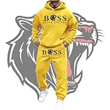 Mens Track Suit 2 Piece Set Camouflage Fleece Army Hooded Hood Top Joggers Bottom Tracksuit Sweatsuit Jogging Joggers Set Sweatshirt Set Exercise Fitness Sportswear Sweatshirts Christmas (Yellow,M) - Image 3