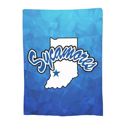 Indiana State Sycamores Anti-Pill Flannel Fleece Throw Ultra-Soft Blanket for Bed Couch & Camping