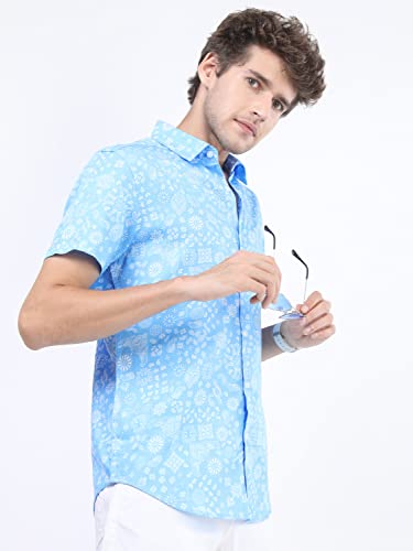 Image of KETCH Men Cotton Slim Fit Printed Half Sleeve Shirt