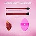 Real Techniques Merry Must-Haves Holiday Gift Set, 4 Piece Brush & Sponge Set for Foundation, Cheeks & Powder, Stocking Stuffer, Gift for Her, Cruelty-Free & Vegan