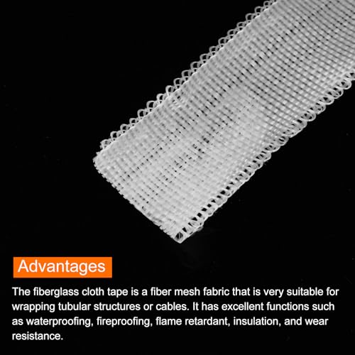 Image of MECCANIXITY 2pcs Fiberglass Cloth Tape 30m(33 Yard) x30mmx0.15mm C Glass Fiber Fiberglass Mesh Glass Fiber Mesh Woven Fiberglass Fabrics Insulation Tape for Reinforcement Repair