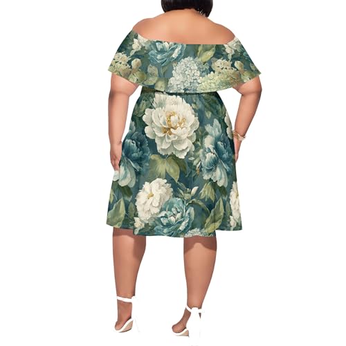Image of SUZONANA Women's Plus Size Summer Dresses Floral Print Midi Dresses Flowy Sundresses