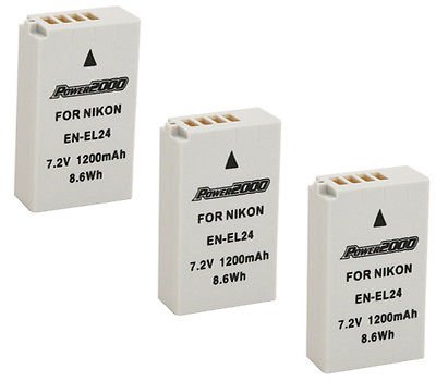 PhotoHighQuality Three 3X EN-EL24 Batteries Compatible for Nikon 1 One J5 Digital Camera # 27713 27711 27708