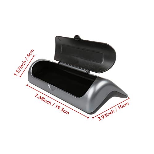 BASENOR Tesla Model 3 Model Y Sunglasses Holder Hidden Eyeglass Cases Storage Box Silver