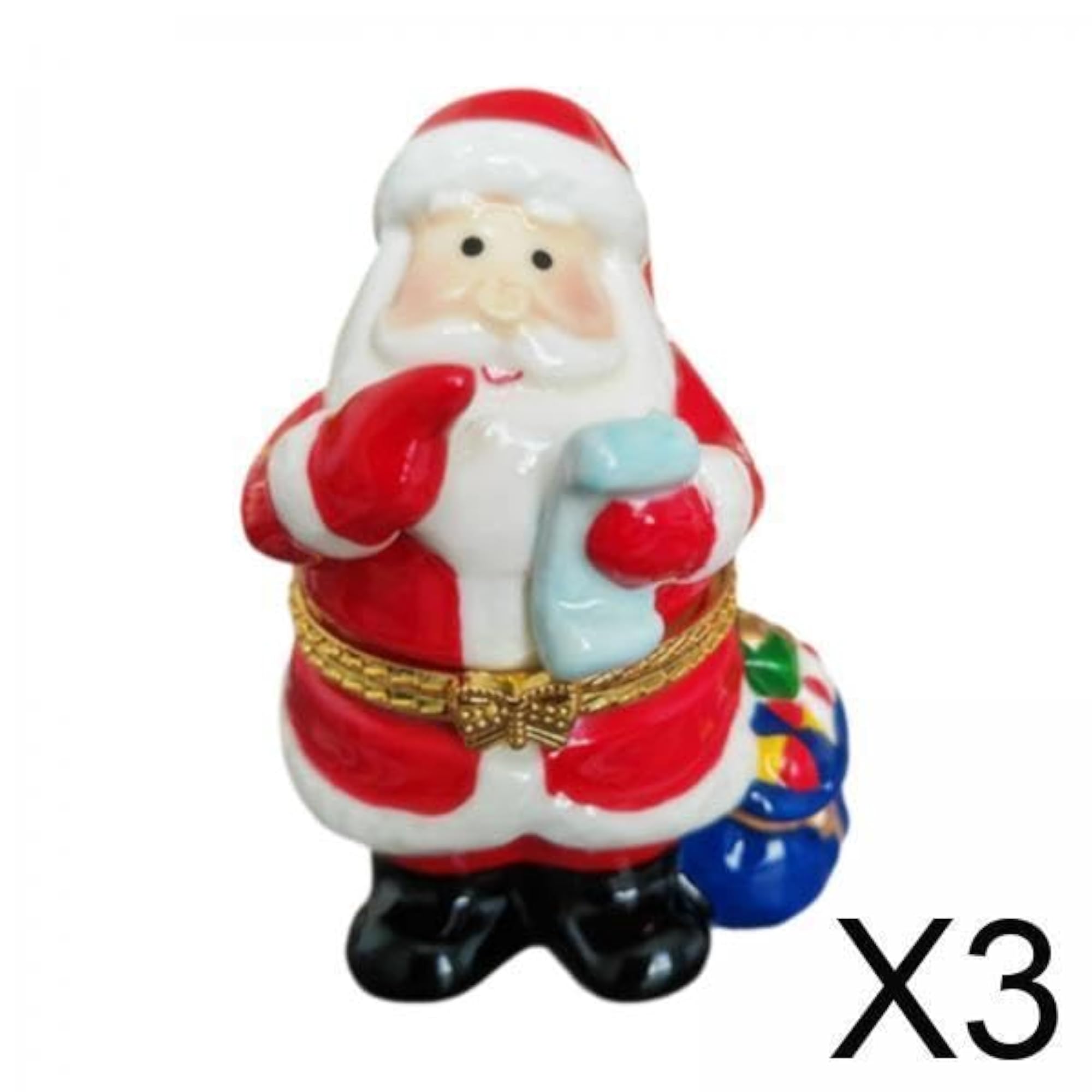 3x Christmas Jewelry Trinket Box Hinged Ceramic Holder