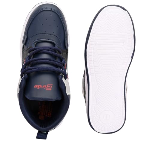 Image of Birde Stylish Comfortable Regular Wear Trekking & Hiking Walking Hi Neck Shoes with Rubber Outsole Memory Foam Casual Blue PVC High-Top Shoes for Kids Memory Foam Shoes