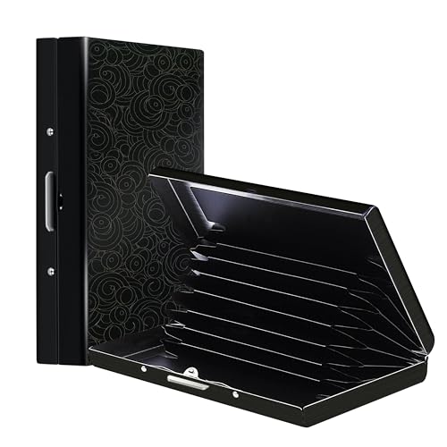 Storite Black 8 Slots Cloud Pattern RFID Protected Metal Credit/Debit/ATM Card Holder Case Wallet for Men & Women (9.5 x 6.5 x 1.5 cm)