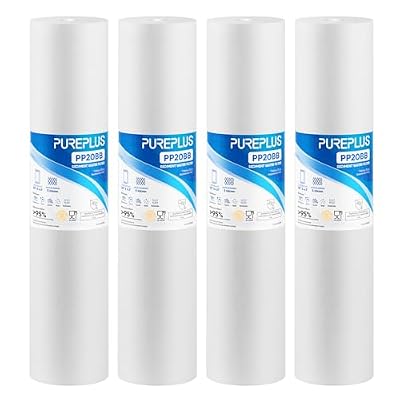 PUREPLUS 5 Micron 20" x 4.5" Whole House Sediment Home Water Filter Replacement Cartridge, Compatible with DGD-5005-20, AP810-2, P5-20BB, FP25B, FPMB5-20, 155358-43, SDC-45-2005, 4 Pack