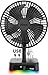 Hiree - Ventilatore da tavolo con luci a LED, 3 velocità, silenzioso, con porta di ricarica USB e 2 prese AC, adatto per casa, camera da letto, ufficio