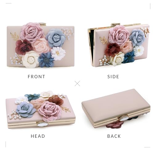 Pochette florale de mariage compacte : sac de soirée rose clair Small - 5