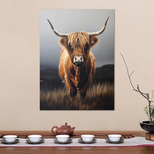 Décoration murale de la ferme : l'art mural des bovins des Highlands pour égayer vos WC