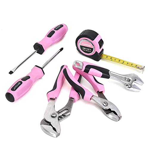 Image of FASTPRO 7-Piece Pink Tool Kit, Household Tool Set for Women