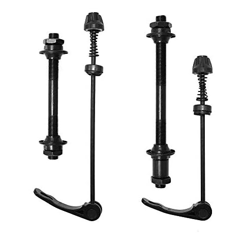 Bicycle Quick Release Bike Hub and Rear Axle Hollow Shaft Set for Road Mountain Bike MTB, 4pcs Black Cover