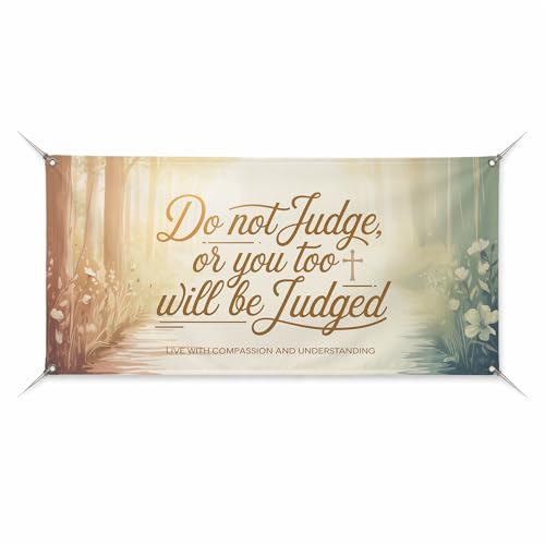 Do Not Judge Large Banners and Signs for Outdoor by BCB Print | Church Polyester Banner with 4 Hole for Easy Hang Indoor & Outdoor | 2x1ft Banner to Promote Business | HD Made in USA