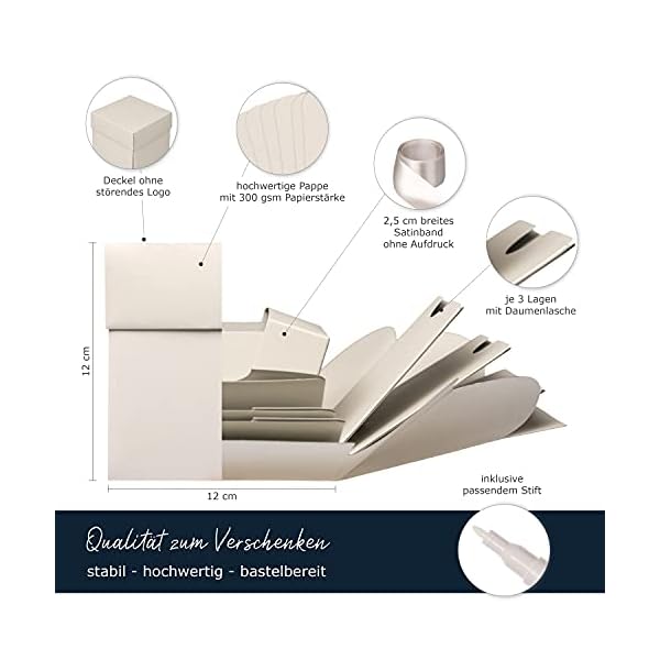 weddlyn® – Überraschungsbox – hochwertiges Papier & Verarbeitung – Explosionsbox mit modernen Stickern und Stift… – Bild 3