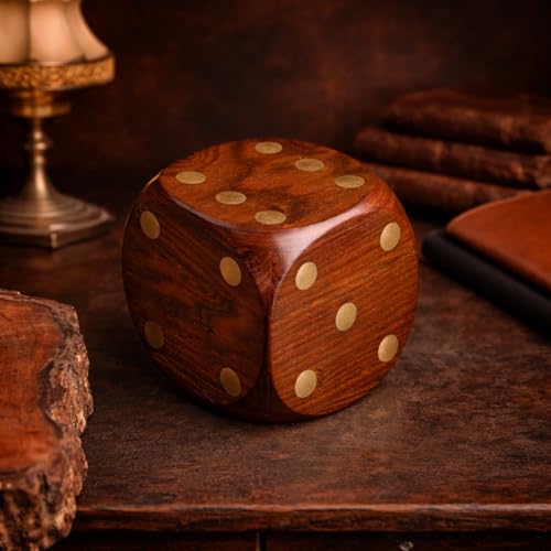 Image of Royal Craft Expertise Handcrafted Solid Wood Dice-Shaped Watch Box - Luxury Single Watch Case with Velvet Interior, Brass Dot Inlay, Premium Timepiece Display & Travel Storage Gift for Men