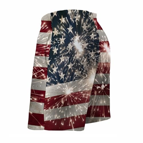 American Flag Firework Men's Swim Trunks Patriotic Independence Day Summer Short2