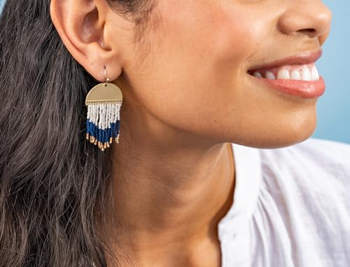 INK+ALLOY Beaded Earrings for Women Dangling, Claudia Luxe Seed Bead Short Fringe Boho Earrings, Hypoallergenic Handmade Jewelry for the Modern Bohemian, 2-Inch L2