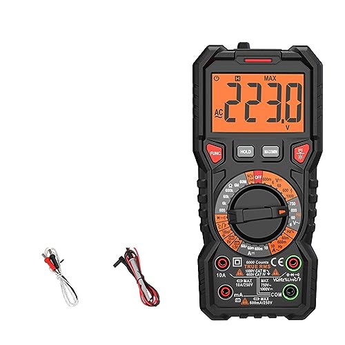 デジタルマルチメータ Ture RMS オートレンジ 6000 カウント Multimetro 1000V 10A AC DC オーム NCV ライブ電圧温度計 簡単操作(108B with Temp)