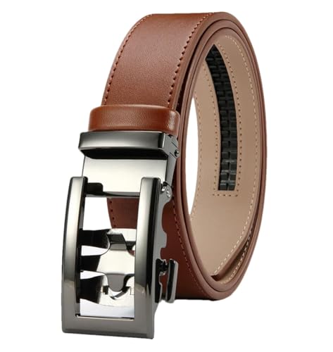 Mens Hollow Automatic-Buckle Genuine Leather Luxury Belt Business Casual Adjustable Male Belts