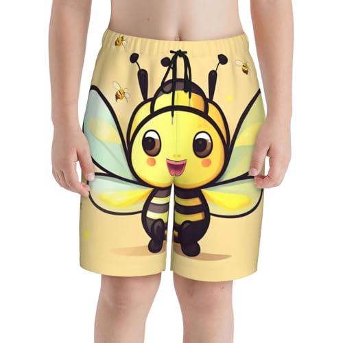 Yellow bee Youth Beach Pants, Soft and Breathable, with Drawstring Waist, Suitable for Sports and Leisure.3