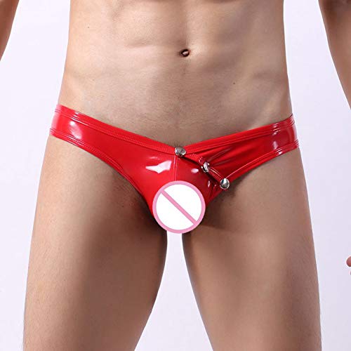 Niceone Man Patent Leather Knickers Low Waist G-Strings Thongs Naughty Sex Babydoll Lingerie Athletic Supporter Jockstrap For Men Big Pouch Bulge Enhancing Jockstrap Red Xxl #TOP5