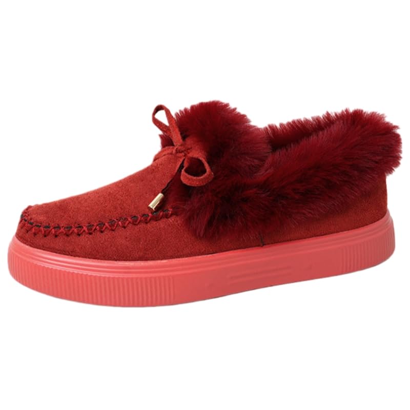 Womens fashionable short boots round-toe thick-soled warm cotton shoes in large size - suitable for autumn and winter