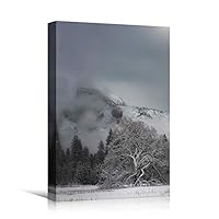Canvas Wall Art Foggy Landscape Cool Dramatic Mountain Nature Photography Romantics - 12x18 inches