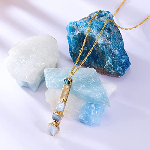 EIMID Dainty Layered Stone Pendant Necklace - Handmade Natural Stone Necklaces 18K Gold Plated Adjustable Jewelry Chain For Women Girls - Image 5