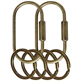 Yebongda Key Chain, Brass Key Rings 2 Pack Screw Lock Key Organizer with 4 Rings Carabiner Keychain Clip for Men and Women (Bronze)