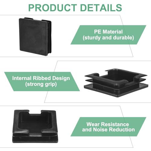 Image of M METERXITY 10-Pack Square Tubing End Caps, 3Inch /75mm Plastic Tube Plugs for Square Metal Tube /Chair Legs /Pipe Post /Furniture /Fence, Bumper Tubing Plug [Black]